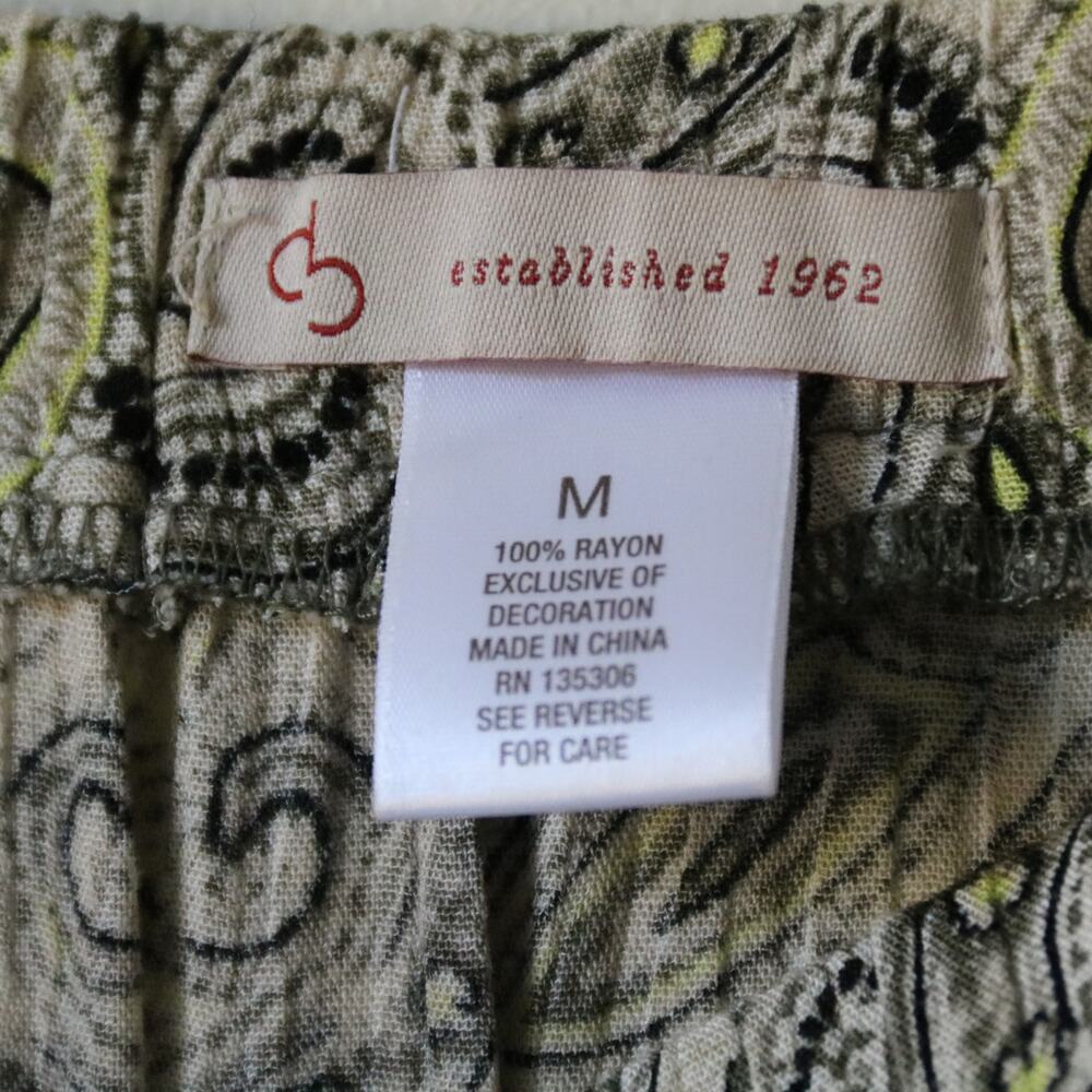 C&B Established 1962 Womens Paisley Beaded‎ Hem Rayon Skirt Olive Green Medium - Picture 3 of 4